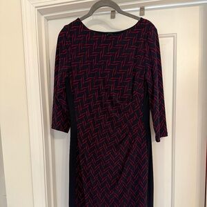 Lauren Ralph Lauren blue and red knit dress. Size 8. New without tags.